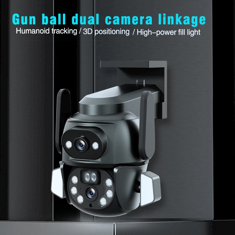 WIFI Camera Security Outdoor Dual-Lens Wide View Wireless 2K Spotlight Color Night Vision 4G PTZ Solar CCTV Camera