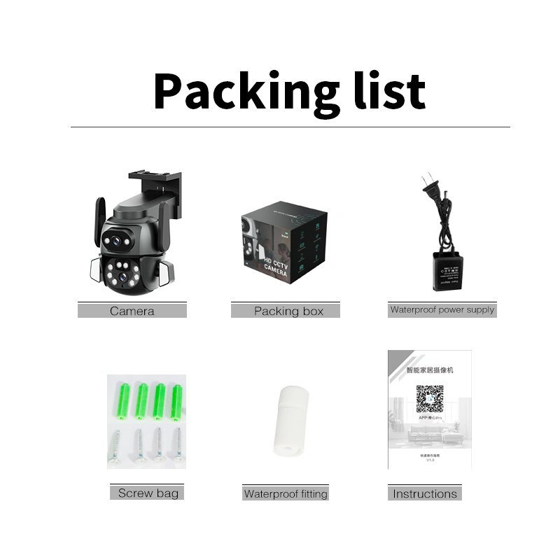 WIFI Camera Security Outdoor Dual-Lens Wide View Wireless 2K Spotlight Color Night Vision 4G PTZ Solar CCTV Camera
