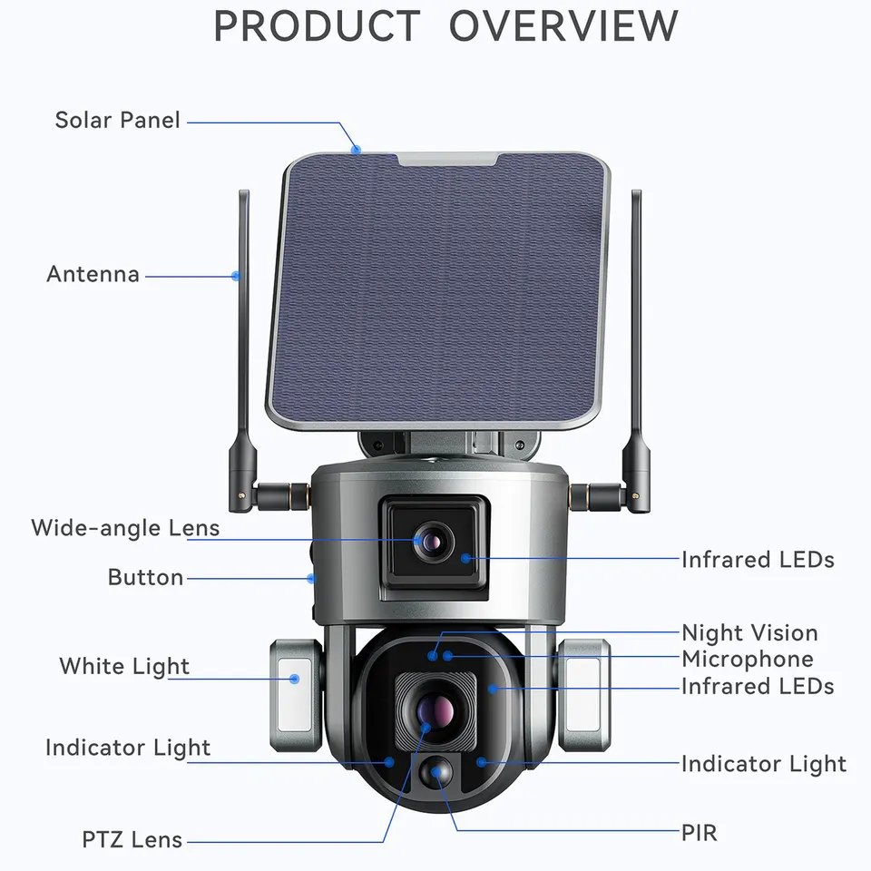 ptz cctv 4k wireless system 8mp hd 4g night vision powered small best house solar panel security camera for home with monitors