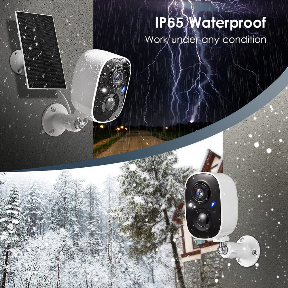 Solar-powered rechargeable camera indoor/outdoor waterproof WiFi camera wireless surveillance device solar cctv camera