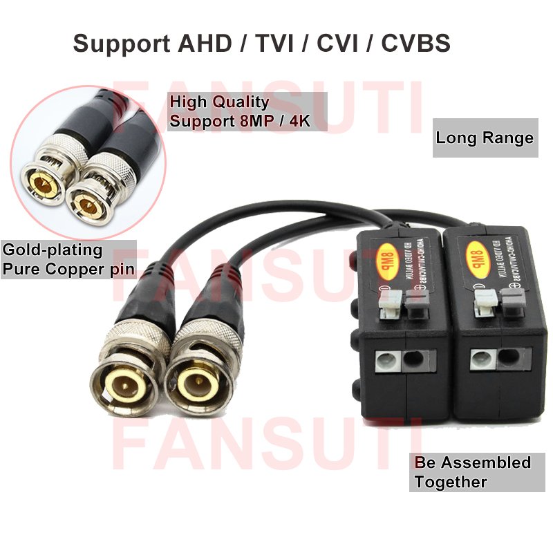 Video Balun Support 1080P 5MP 8MP AHD TVI CVI CVBS BNC to UTP RJ45 Converter HD Video Balun for CCTV Analog Camera