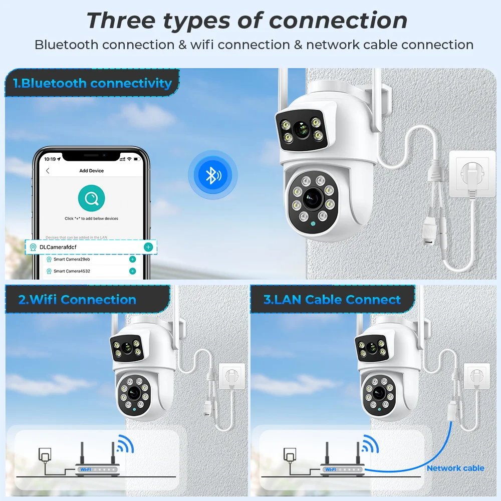 ICSEE APP Outdoor Dual Lens Camera WiFi analog Surveillance Human Motion Tracking PTZ 4k MINI small SIM card 4G Wireless Camera