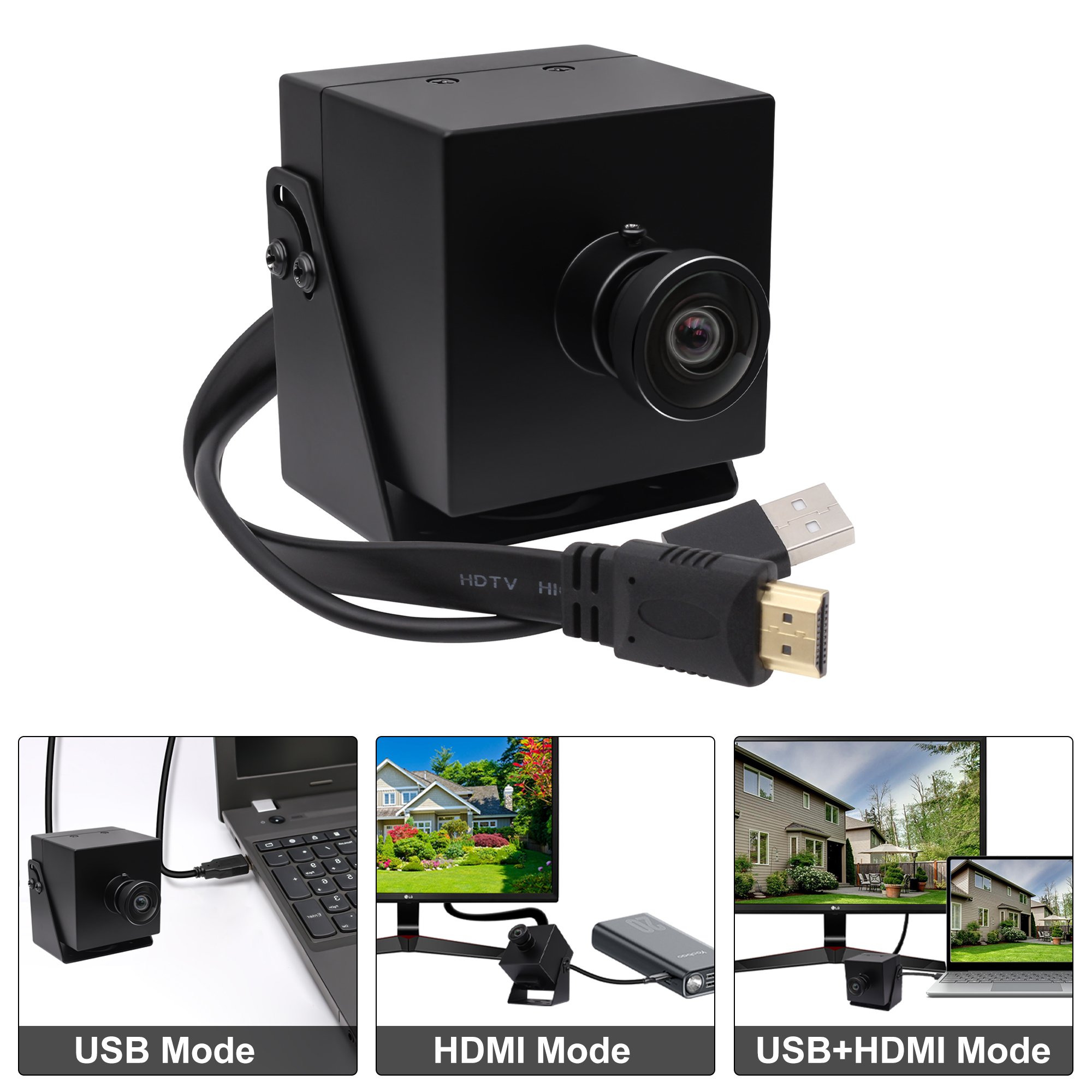 ELP No Distortion CCTV USB Video Camera Mini 4K IMX415 CMOS Webcam 2X Digital Zoom Security PC Camera for Raspberry Pi
