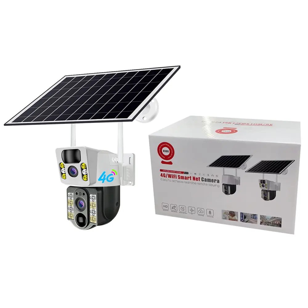 EDAFA V380pro 2 LENS wifi solar PIR ptz camera with dual lens camera support two way voice intercorn