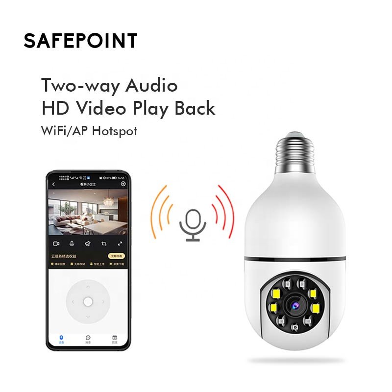 SAFEPOINT SFC014 360 Degree Panoramic CCTV Fisheye Light Bulb VR Network Camera WIFI Home Security IP Camera