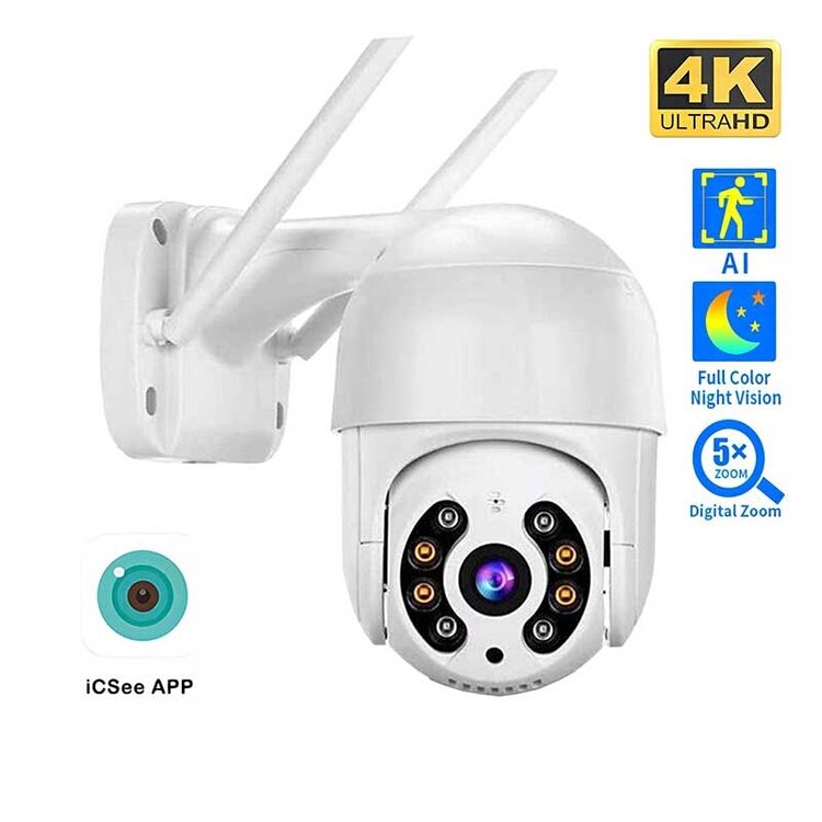 Wireless 8MP Motion-Sensing 8MP WIFI Outdoor Security IP Network Camera with Night Vision and Motion Detection