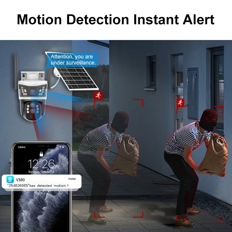4k HD 10x optical zoom V380 outdoor solar camera 8MP WiFi 4G 360 degree PTZ humanoid sensing night vision security camera