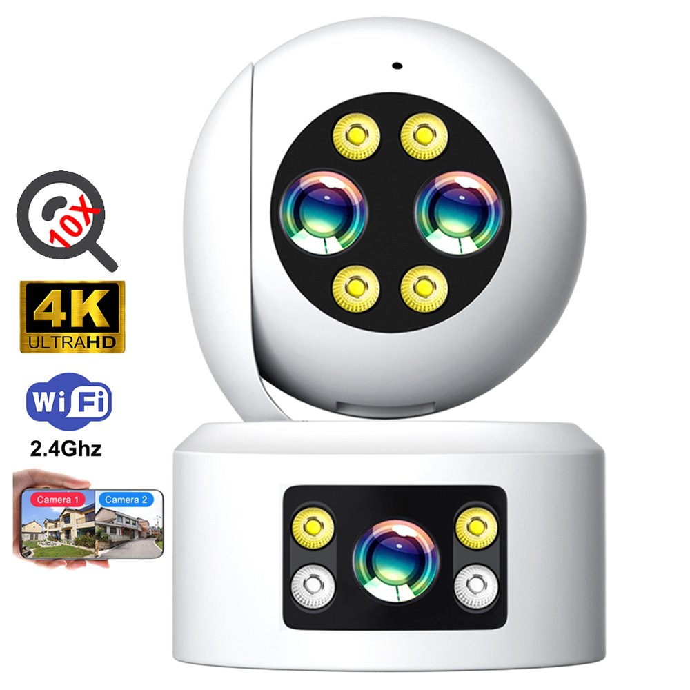 DIFANG Yoosee Dual Lens Indoor Home Security Camera with 10X Optical Zoom Baby Monitor Night Vision 2-Way Audio CCTV PTZ Camera