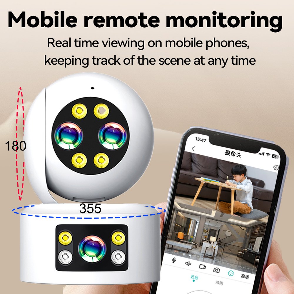 DIFANG Yoosee Dual Lens Indoor Home Security Camera with 10X Optical Zoom Baby Monitor Night Vision 2-Way Audio CCTV PTZ Camera