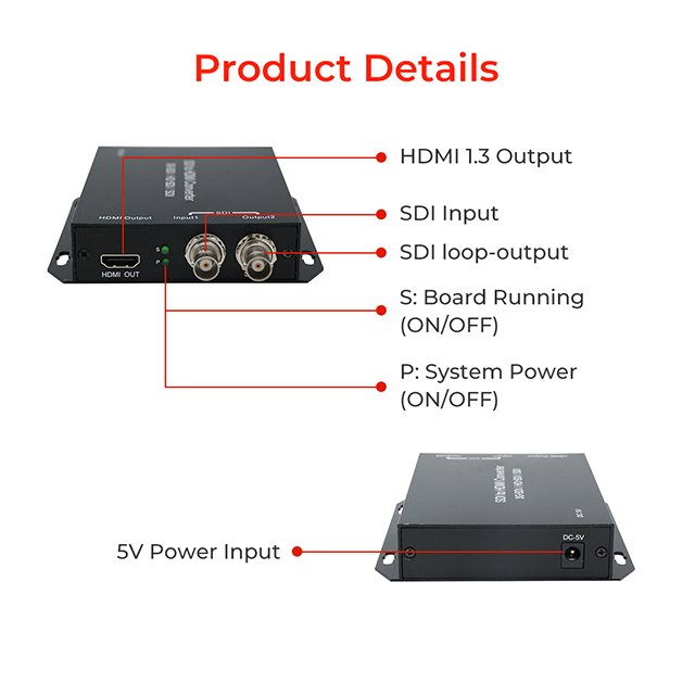 SDI Converter 3G HD SDI Output Signal Vudio Image Embedded Loopout CCTV Analog Camera Tester Converter Mini pcs
