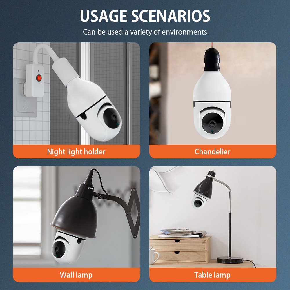 wireless network cloud storage 1.3 MP 2MP two way intercom bulb E27 socket support TF card security camera