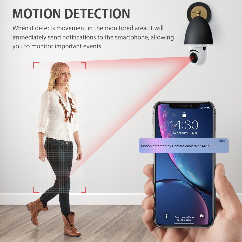 wireless network cloud storage 1.3 MP 2MP two way intercom bulb E27 socket support TF card security camera