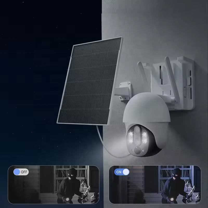 V380 5MP AOV Solar 4g Sim Card Cctv Camera Black Light Pir Detection Continuous Recording Home Security Solar Powered Camera