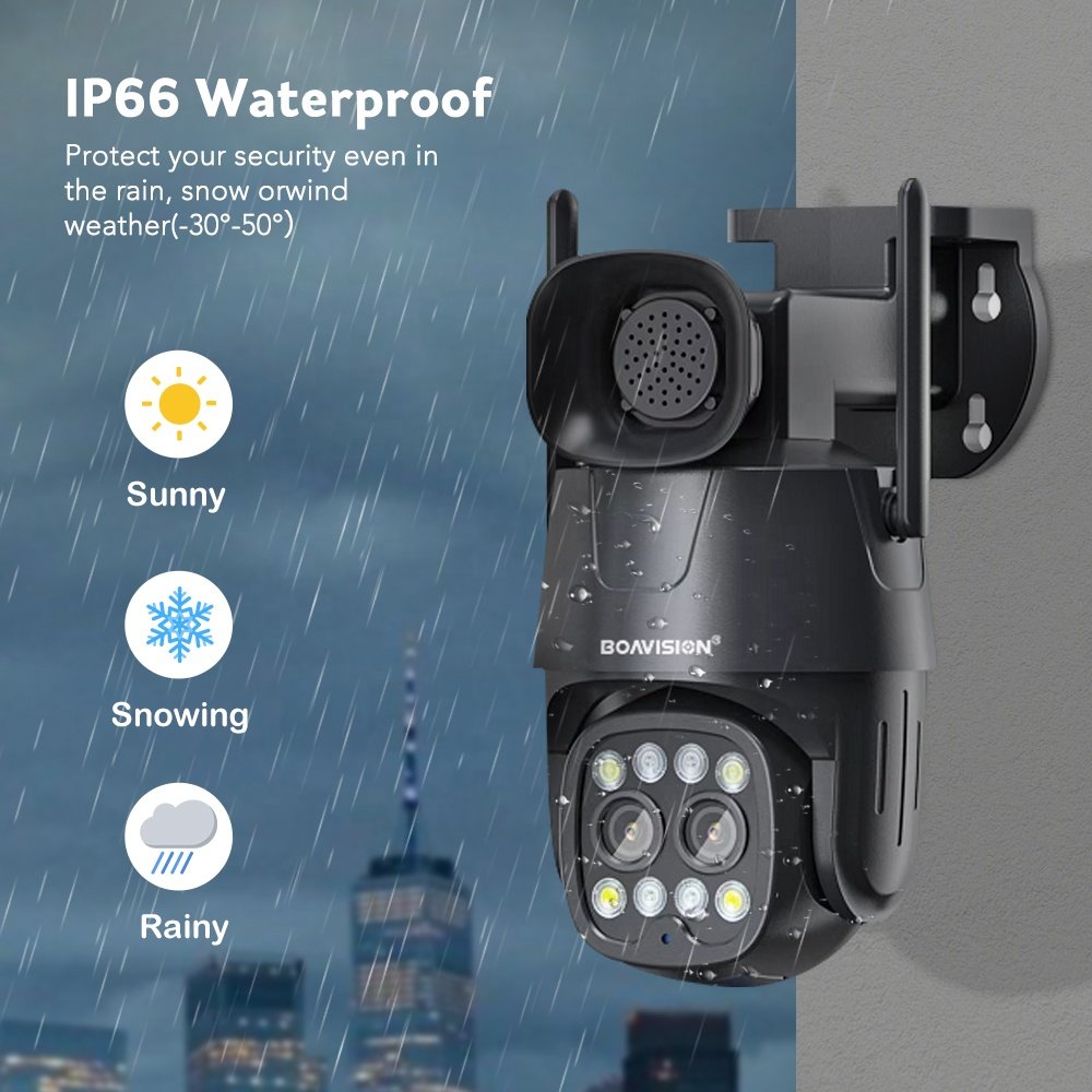 WIFI / 4G Sim Card Security Camera Dual 4K 8MP Ultra HD Lens 10X Digital Zoom AI Human/Vehicle/Pets Smart Detection 16MP Camera
