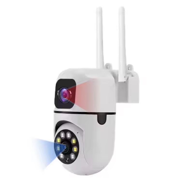 4MP Dome CCTV Network Camera with Dual-Lens Indoor/Outdoor Motion Detection Night Vision Cloud Data Storage WIFI PTZ CMOS Sensor