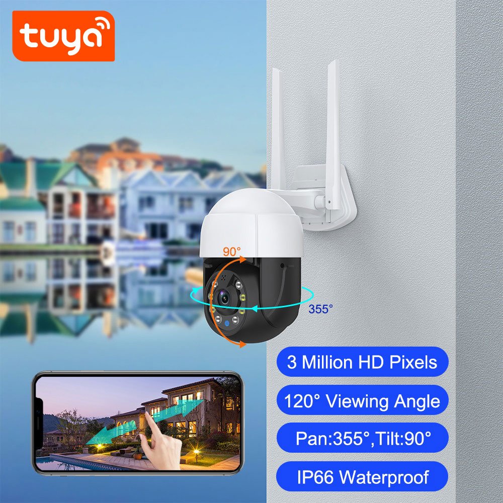 New 3.0MP Digital Tuya Smart Waterproof WIFI Camera 1.8'' Mini PTZ Night Vision Infrared Technology PST-C18B-3MP 12V Power