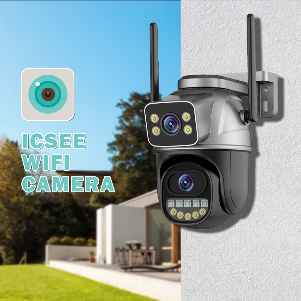 ICSEE Fully Customized Dual Lens Indoor Security Network Dome Camera Night Vision Day Night Supervisory Tracking SD Card Data