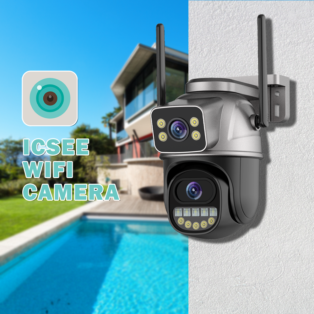ICSEE Fully Customized Dual Lens Indoor Security Network Dome Camera Night Vision Day Night Supervisory Tracking SD Card Data
