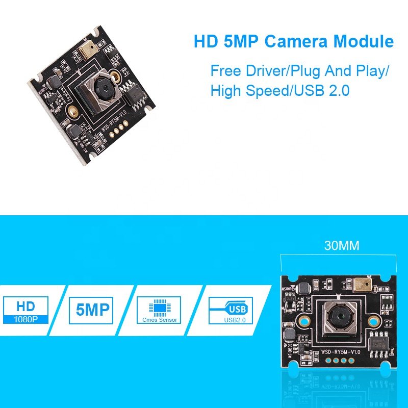 Oem Driver-Free Mini High Speed 5MP USB2.0 Infrared CCTV CMOS Camera Module with Microphone