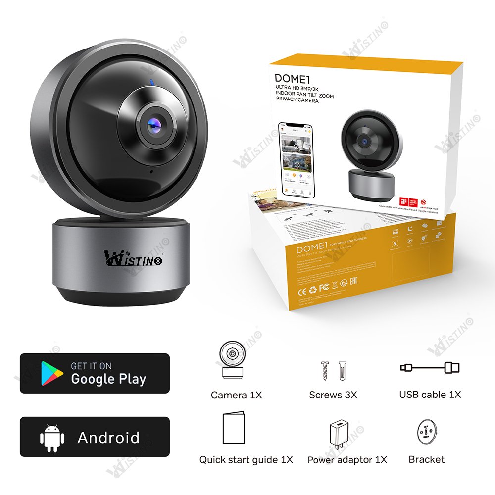 Wistino 5MP Home Wireless Security Camera Night Vision Full Color Video Playback Mini Camera