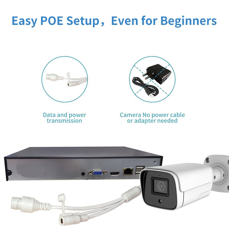 Professional Home Security Outdoor CCTV Network Camera P2P RTSP ON&VIF H.265 2MP to 8MP IP Bullet with NVR Data Storage Option