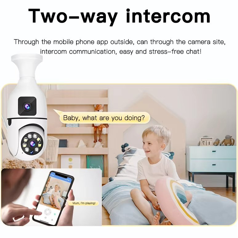 Smart Home Wireless Wifi Light Bulb Camera 360 baby Security Ip Network Camera Indoor Dual Lens E27 Bulb Cctv Camera