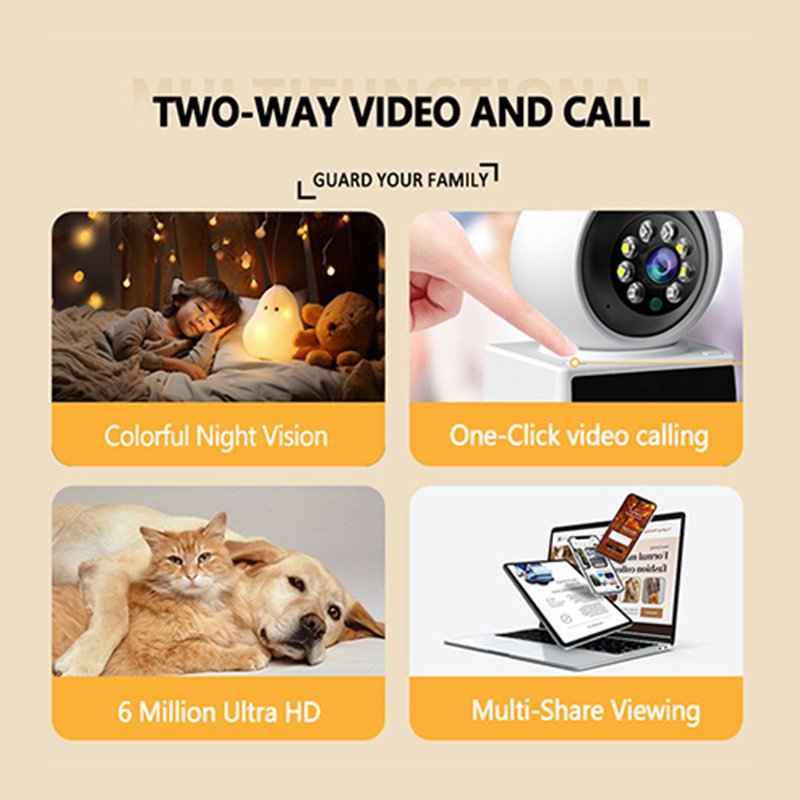 Wistino 5mp indoor HD dual lens cc camera wifi video call home babysitting security camera