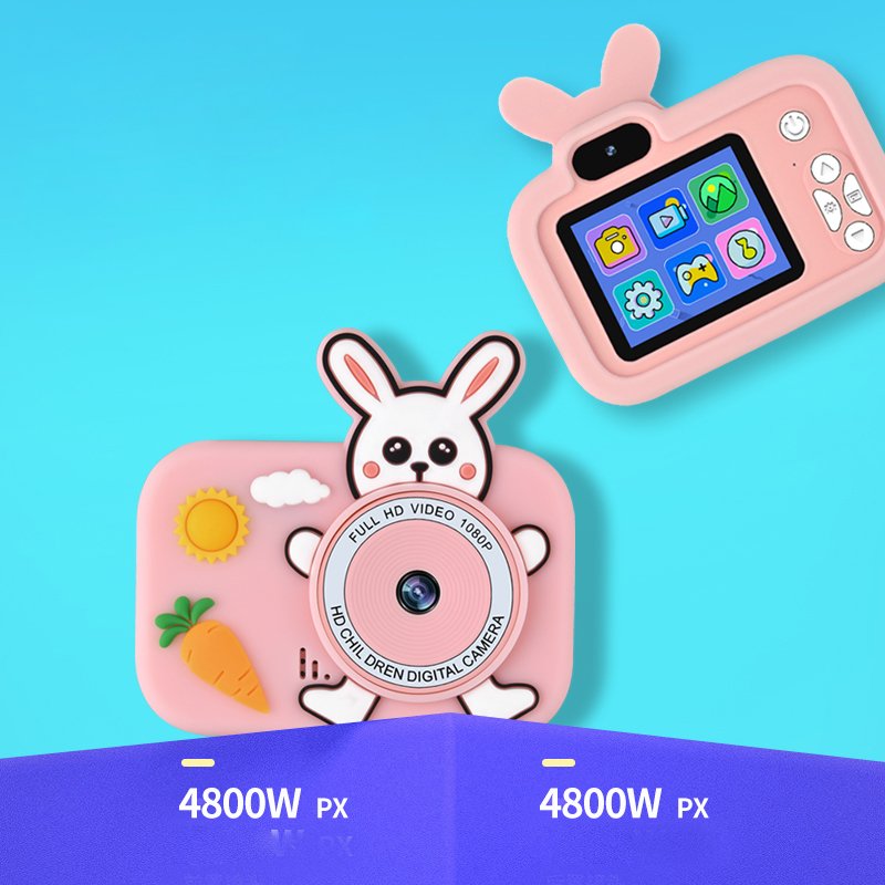 New Mini Cartoon Rabbit video cameras 2 Inch HD Screen instant kids cameras Toys Portable children's camera toys and games