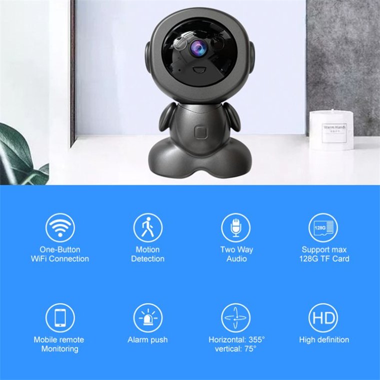 Rscamtom Motion Detection Color Night Vision Robot Cameras for Home Security indoor Ultra Clear V380 Pro Wifi Camera