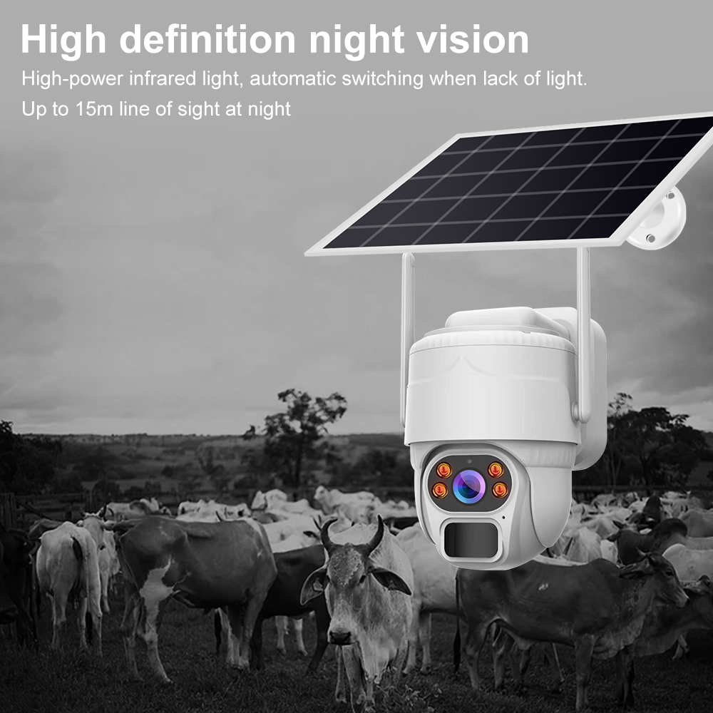 Yida V380 PRO WIFI 5MP Solar-Powered Dome HD Security Camera Outdoor PTZ Humanoid detection Telephone alarm Night vision Camera