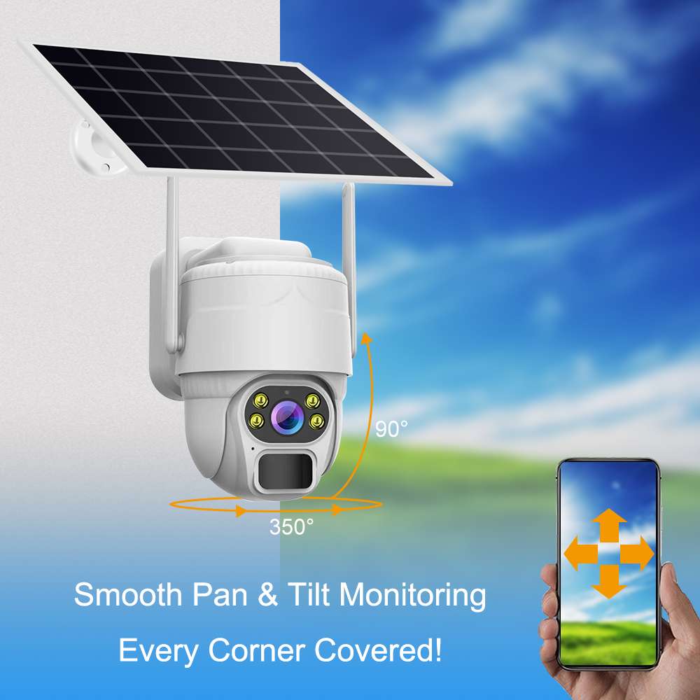 Yida V380 PRO WIFI 5MP Solar-Powered Dome HD Security Camera Outdoor PTZ Humanoid detection Telephone alarm Night vision Camera