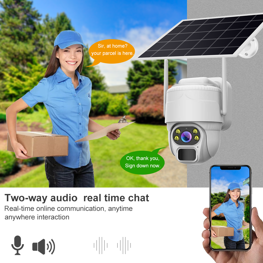 Yida V380 PRO WIFI 5MP Solar-Powered Dome HD Security Camera Outdoor PTZ Humanoid detection Telephone alarm Night vision Camera