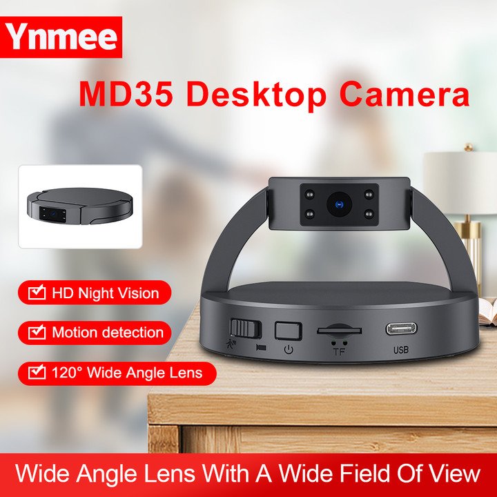 Hot Selling MD35 Desktop Mini Camera 180 degree Rotating Len HD 1080P Without Wifi Video Cameras Security Cctv Body Mini Camera
