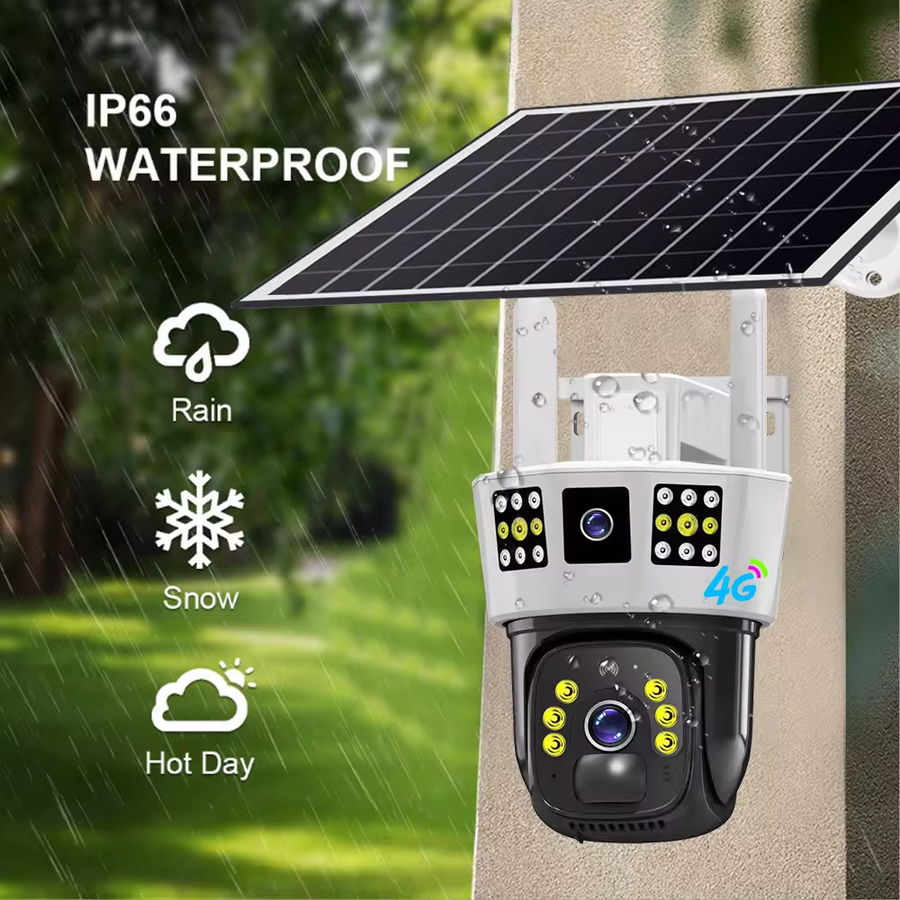 V380pro New Dual Lens 3 screen 6MP 4G Sim Card Solar Battery Powered Security Camera System CCTV PTZ Network Camera