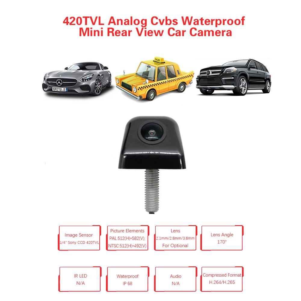 Sony Ccd 480tvl Analog Cvbs Waterproof IP68 Wide Angle Plug-in Mirror Surveillance Car Reversing Aid Mini Rear View Camera