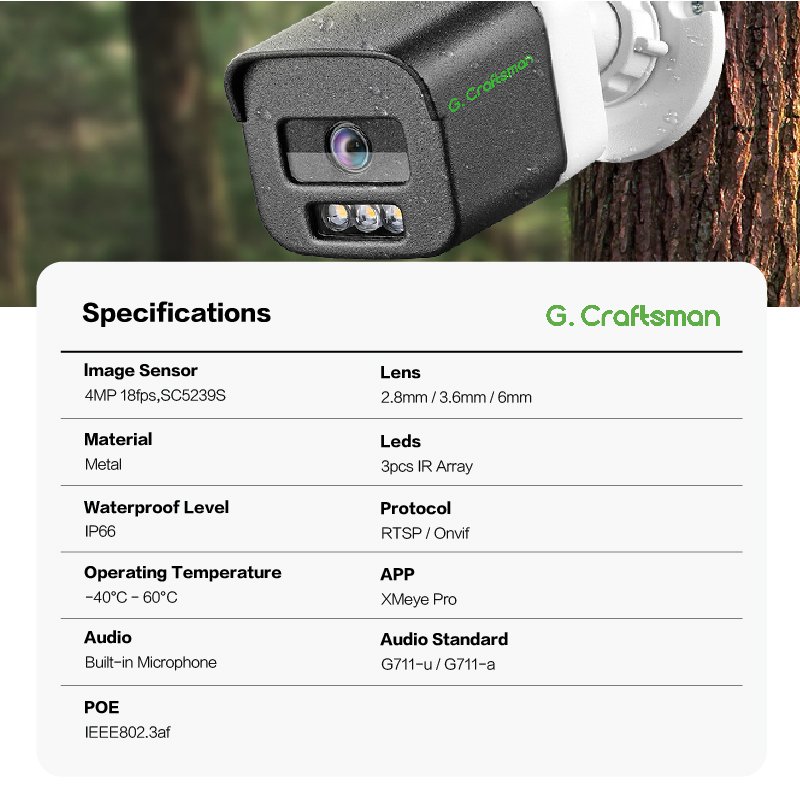 GX-AFI-M4C OEM 4MP POE IP Mini Bullet CCTV Surveillance Security Camera With Night Vision IP67 Outdoor Waterproof Cheap Price
