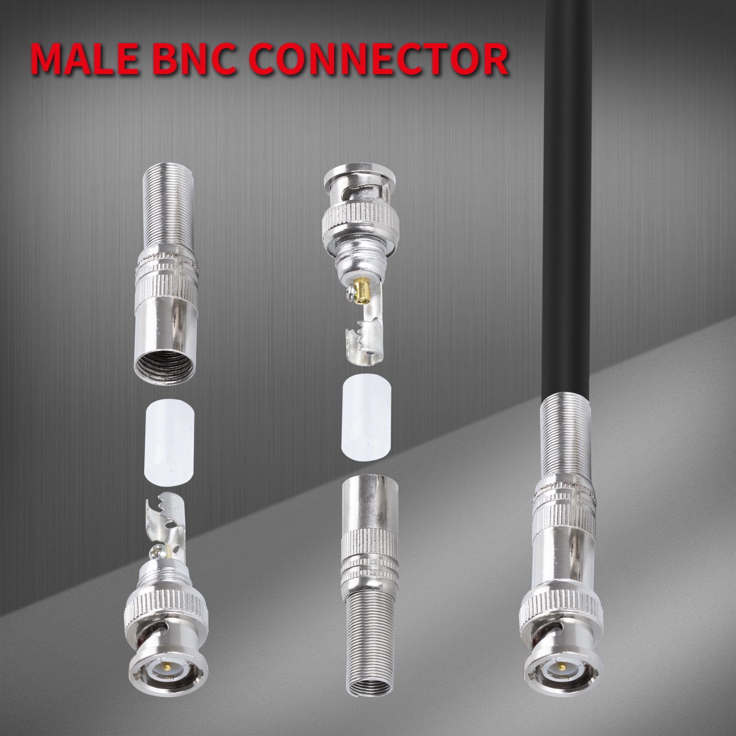 DaierTek CCTV Security Surveillance Camera Male BNC Connectors RG59 RG6 BNC Male Compression Connector Screw On Coaxial Terminal