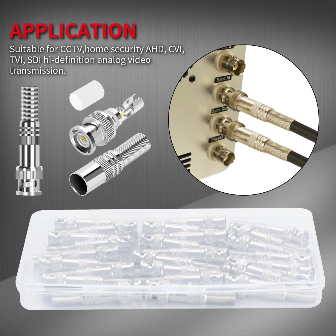 DaierTek CCTV Security Surveillance Camera Male BNC Connectors RG59 RG6 BNC Male Compression Connector Screw On Coaxial Terminal
