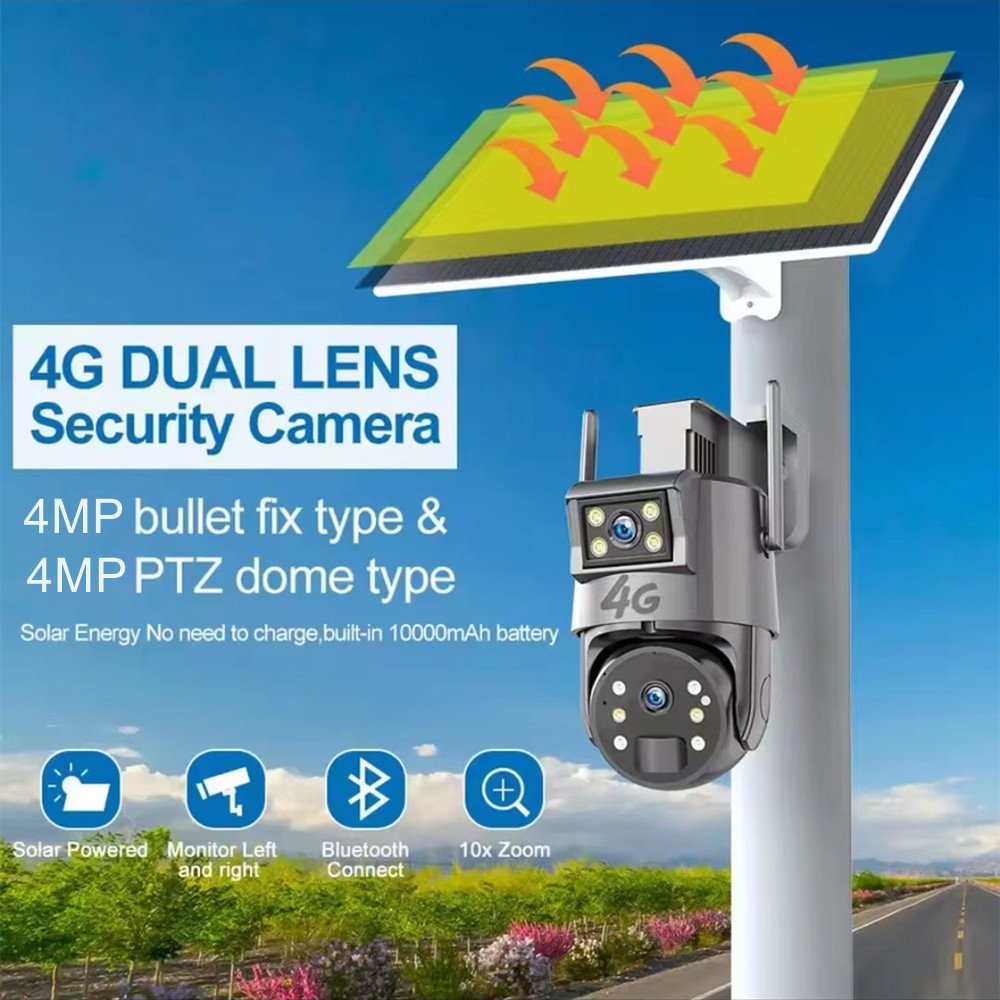8MP HD Ubox 4g ptz ip cctv solar wifi wireless camera security solar panel cctv network surveillance camera with A30 4g sim card