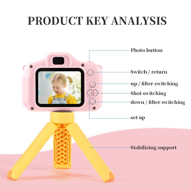 Hotsale cartoon Mini Camera 2.0 2.4 inch Kids Video Digital photo Camera Best Toy Gifts For Boys And Girls rotatable camera