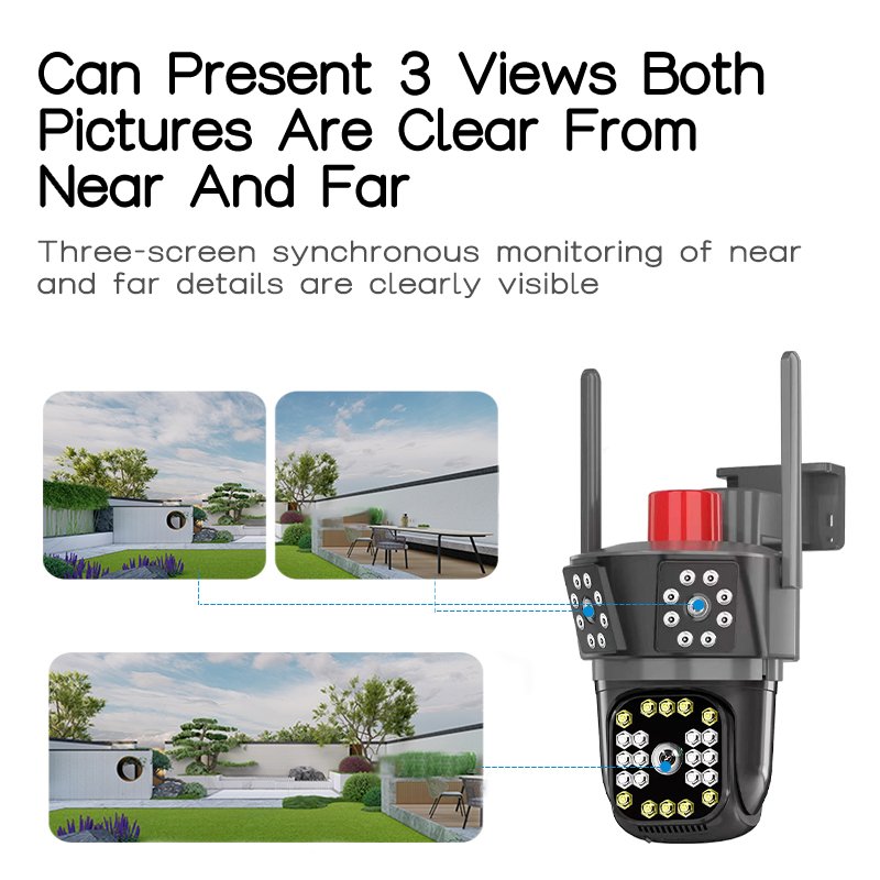 Yoosee New arrival 3 lens three views solar camera 4g cloud storage waterproofnetwork camera Waterproof ip security cameras