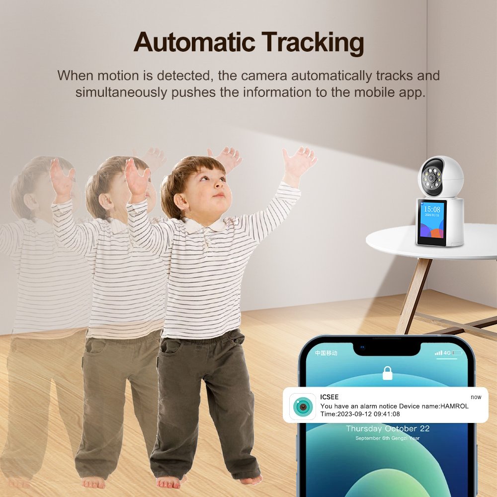 PEGATAH 5MP WIFI2.8inch Screen Baby Monitor Auto Tracking Smart Home Video Intercom Camera CCTV Indoor Night Vision Cloud ICSEE