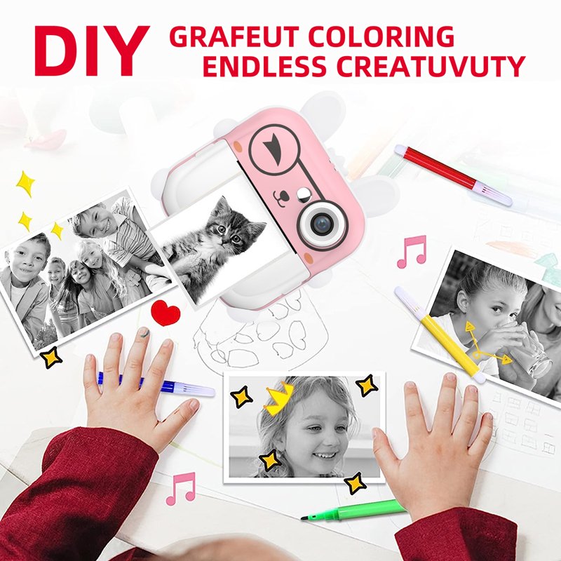 Factory Children's Instant Camera 1080p Photo Printer Kids Mini Dual Lens Thermal Printing Toys Gift Instant Camera Printer