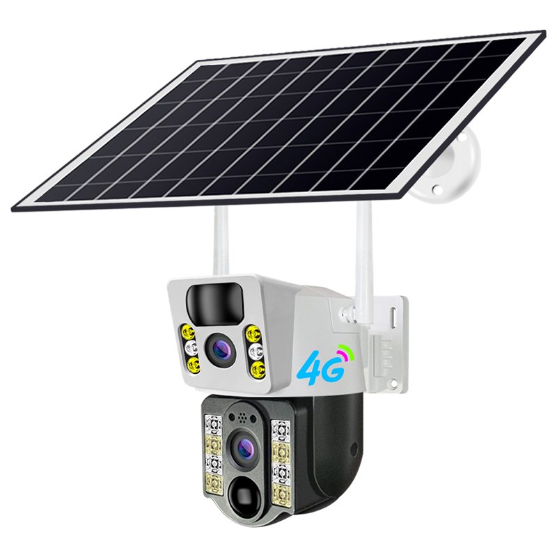 4K 8MP HD 3.0inch V380PRO IP66 PIR CCTV WIFI 4G outdoor PTZ Solar Camera with Night vision two-way audio wide angle dual lens