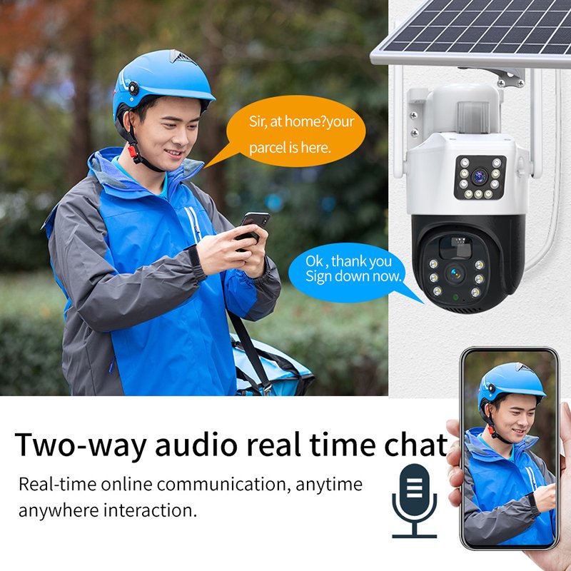 Waterproof Outdoor 2K HD Dual Lens Human Detection 5X Zoom Battery Powered mini solar camera Surveillance Security Camera