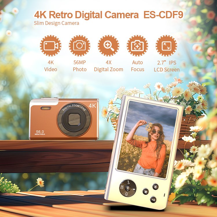 New Appearance Slim Design 4k 56mp 4x Digital Zoom Anti-Shake Vintage Camera Selfie Vlogging Mini Camera For YouTube