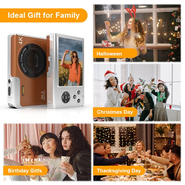 New Appearance Slim Design 4k 56mp 4x Digital Zoom Anti-Shake Vintage Camera Selfie Vlogging Mini Camera For YouTube