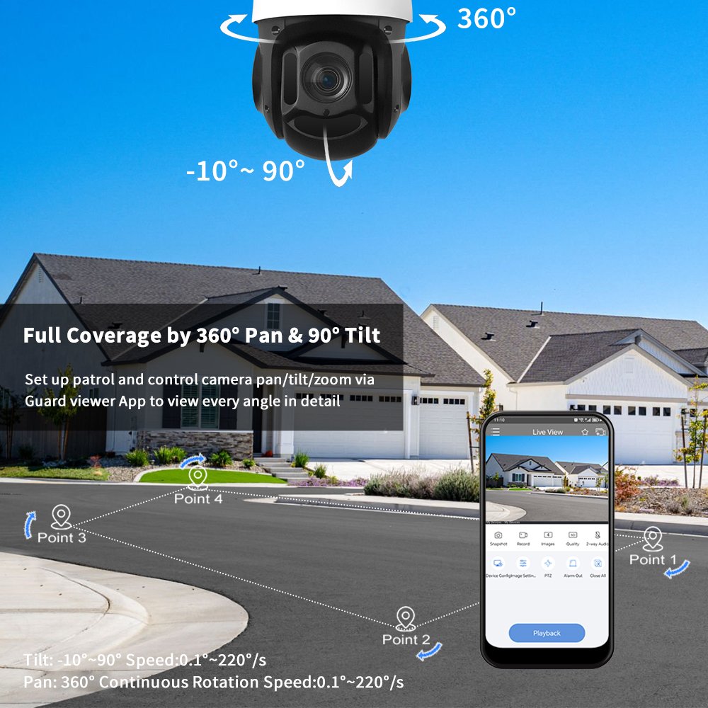 Remote View Control Built in Mic AI Human Detection Waterproof Audio ColorVu Outdoor 5MP Security IP Network Camera