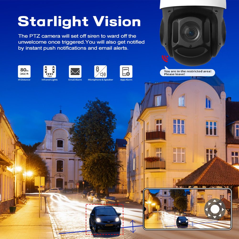 Remote View Control Built in Mic AI Human Detection Waterproof Audio ColorVu Outdoor 5MP Security IP Network Camera