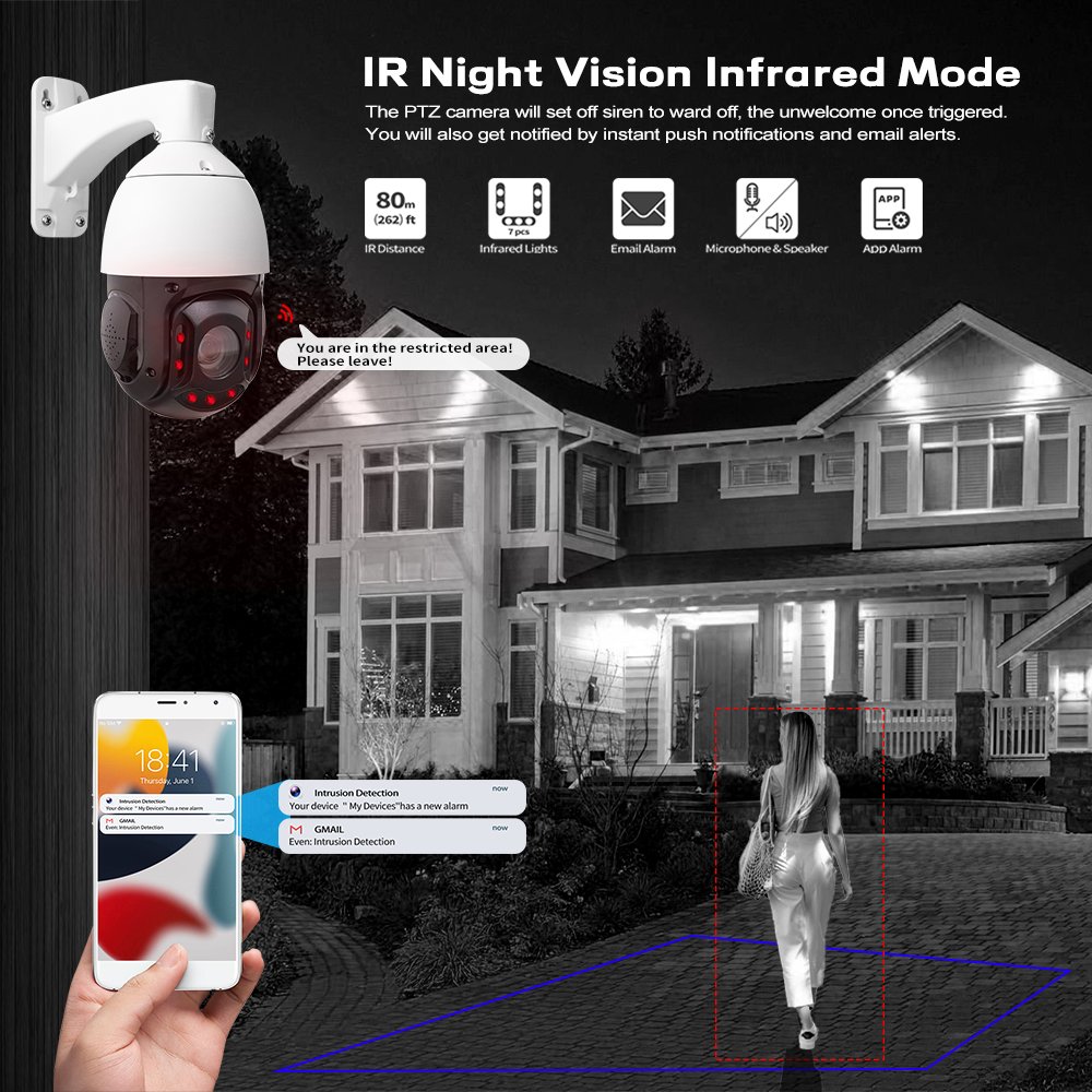 Remote View Control Built in Mic AI Human Detection Waterproof Audio ColorVu Outdoor 5MP Security IP Network Camera